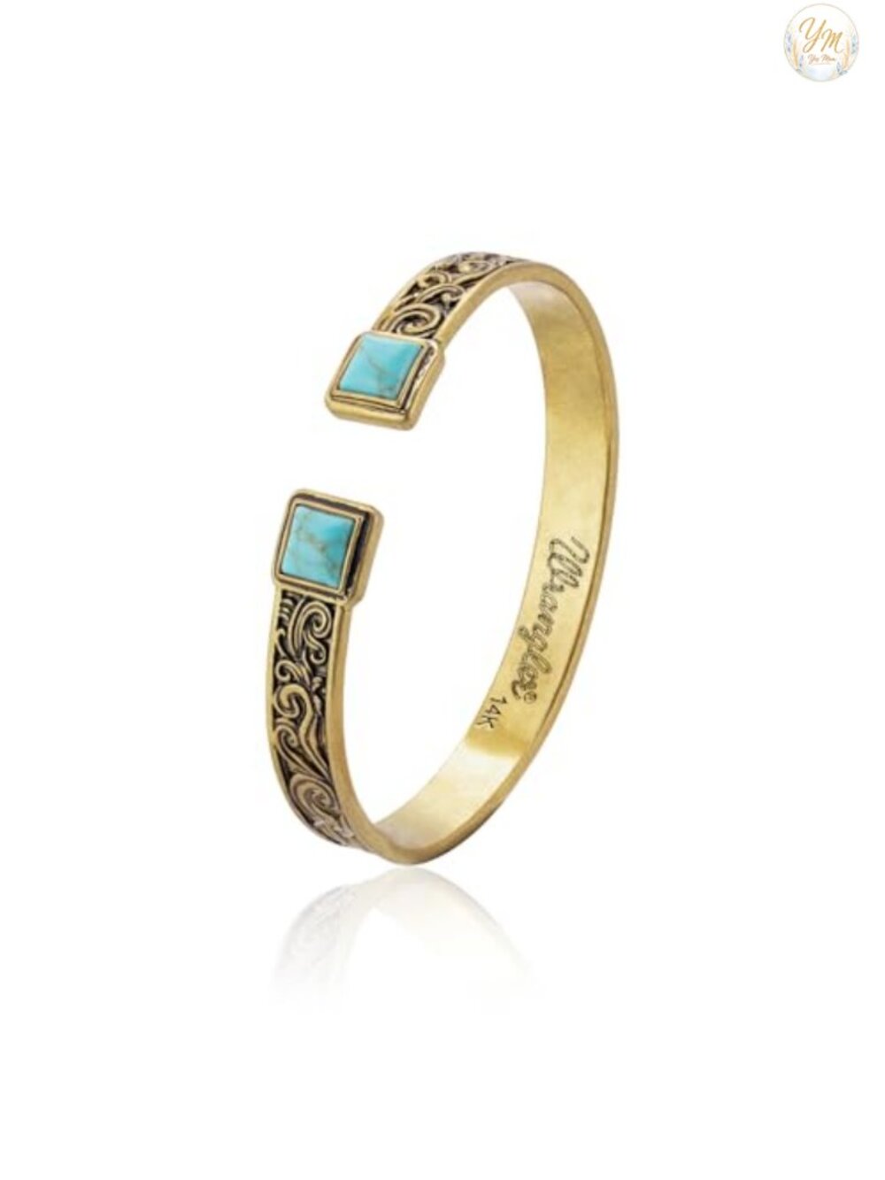 Carved Turquoise Cuff Bracelet Vintage Western Jewelry Copper